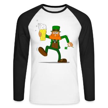 Ragazzo irlandese San Patrizio - Maglia da baseball a manica lunga da uomo - bianco/nero - Fronte - Nik (191cm)