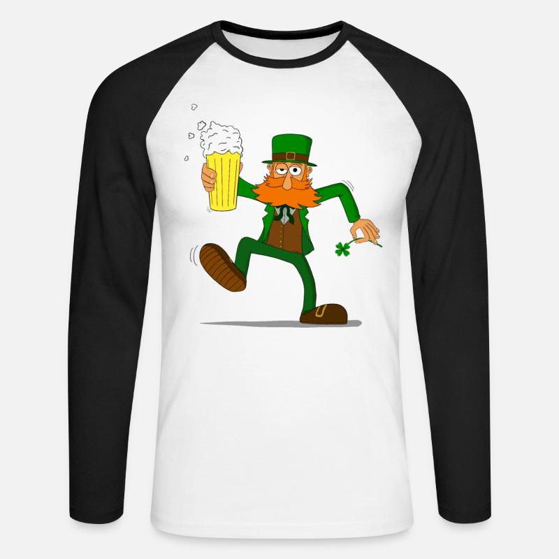 Irischer Guy St. Patrick's Day - Unisex Baseballshirt langarm - Weiß/Schwarz