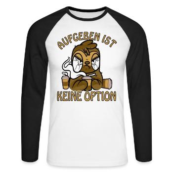 Kaffee aufgeben ist keine Option böses Faultier - Unisex Baseballshirt langarm - Weiß/Schwarz - Vorne - Nik (191cm)