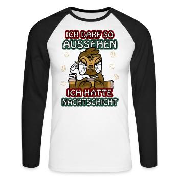 Ich hatte Nachtschicht Kaffee müde Faultier - Unisex Baseballshirt langarm - Weiß/Schwarz - Vorne - Nik (191cm)