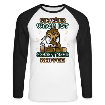 Wer früher wach ist schafft mehr Kaffee Faultier - Unisex Baseballshirt langarm - Weiß/Schwarz - Vorne - Nik (191cm)