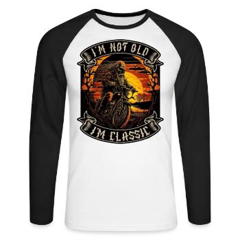 I m not old I m classic Motorrad biker - Unisex Baseballshirt langarm - Weiß/Schwarz - Vorne - Nik (191cm)