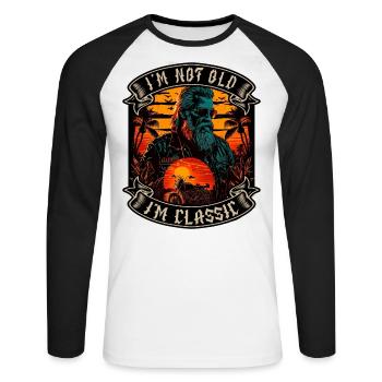 I m not old I m classic Motorrad biker - Unisex Baseballshirt langarm - Weiß/Schwarz - Vorne - Nik (191cm)