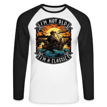 I m not old I m a classic Bootsliebhaber - Unisex Baseballshirt langarm - Weiß/Schwarz - Vorne - Nik (191cm)