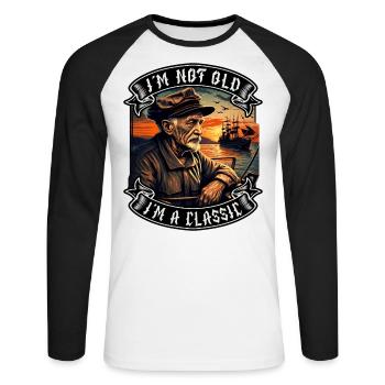 I m not old I m a classic Bootsliebhaber - Unisex Baseballshirt langarm - Weiß/Schwarz - Vorne - Nik (191cm)