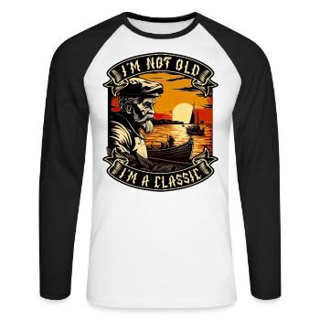 I m not old I m a classic Bootsliebhaber - Unisex Baseballshirt langarm - Weiß/Schwarz - Vorne - Nik (191cm)