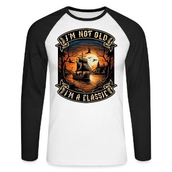 I m not old I m a classic Bootsliebhaber - Unisex Baseballshirt langarm - Weiß/Schwarz - Vorne - Nik (191cm)