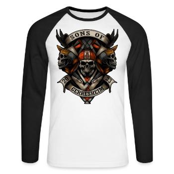Sons of Gerresheim Düsseldorf - Unisex Long Sleeve Baseball T-Shirt - white/black - Front - Nik (191cm)