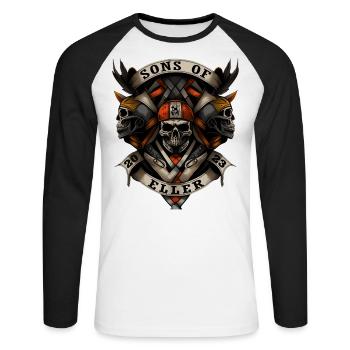 Sons of Eller Düsseldorf - Unisex Baseballshirt langarm - Weiß/Schwarz - Vorne - Nik (191cm)