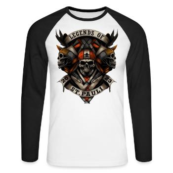 Hamburg Legends of St. Pauli 2023 Biker - Unisex Baseballshirt langarm - Weiß/Schwarz - Vorne - Nik (191cm)
