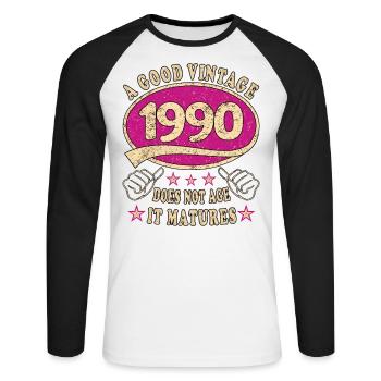 33rd Birthday 1990 33 Good vintage - Unisex Long Sleeve Baseball T-Shirt - white/black - Front - Nik (191cm)