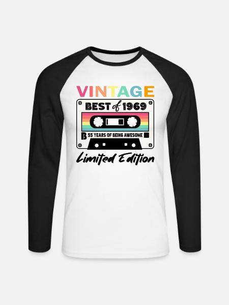 Best of 1969 - 55th Birthday Limited Edition - Unisex Long Sleeve Baseball T-Shirt - white/black