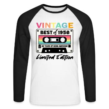 Best of 1958 - zum 66. Geburtstag Limited Edition - Unisex Baseballshirt langarm - Weiß/Schwarz - Vorne - Nik (191cm)
