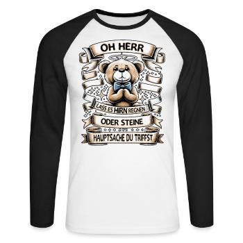 Teddy Bär Mit Lustigem Spruch Hirn Regnen Design - Unisex Baseballshirt langarm - Weiß/Schwarz - Vorne - Nik (191cm)