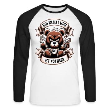 Alles Vor Dem 1 Kaffee Ist Notwehr Morgenmuffel - Unisex Baseballshirt langarm - Weiß/Schwarz - Vorne - Nik (191cm)