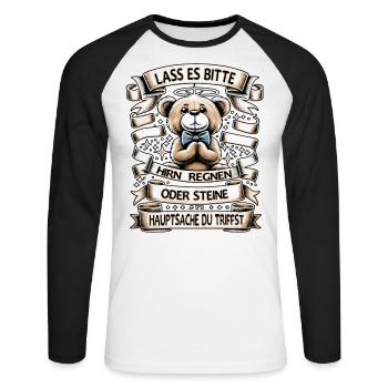 Lass Es Bitte Hirn Regnen Teddybär Lustiger Spruch - Unisex Baseballshirt langarm - Weiß/Schwarz - Vorne - Nik (191cm)