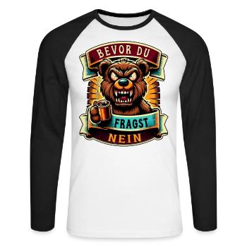 Bevor Du Fragst Nein Teddybär Kaffee Müde - Unisex Baseballshirt langarm - Weiß/Schwarz - Vorne - Nik (191cm)
