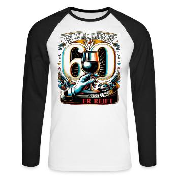 60. Geburtstag Mann Ein Guter Jahrgang - Unisex Baseballshirt langarm - Weiß/Schwarz - Vorne - Nik (191cm)