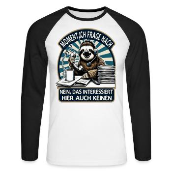 Attendez une minute, je demande non, ça m’intéresse - T-shirt baseball manches longues Homme - blanc/noir - Devant - Nik (191cm)