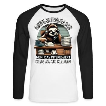 Moment Ich Frage Nach Faultier Call-Center - Unisex Baseballshirt langarm - Weiß/Schwarz - Vorne - Nik (191cm)
