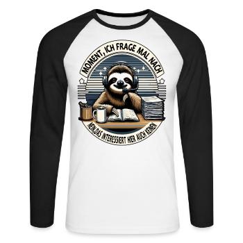 Moment Ich Frage Nach Faultier Call-Center - Unisex Baseballshirt langarm - Weiß/Schwarz - Vorne - Nik (191cm)