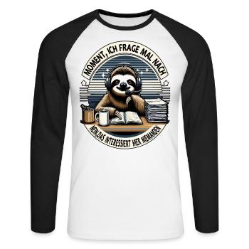 Moment Ich Frage Nach Faultier Call-Center - Unisex Baseballshirt langarm - Weiß/Schwarz - Vorne - Nik (191cm)