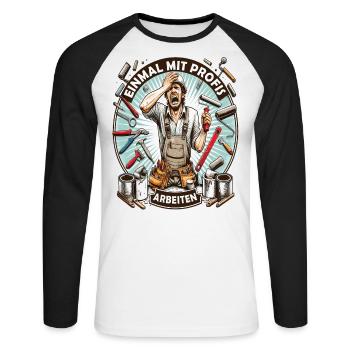 Einmal Mit Profis Arbeiten lustiger Maler-Meister - Unisex Baseballshirt langarm - Weiß/Schwarz - Vorne - Nik (191cm)