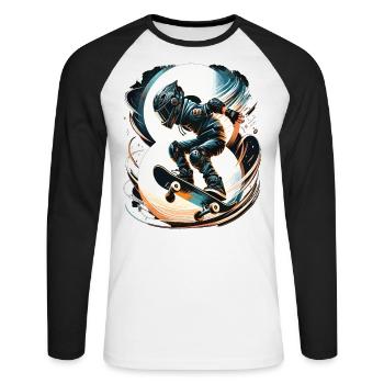 Skateboard Skater Design pour les garçons de 8 ans - T-shirt baseball manches longues Homme - blanc/noir - Devant - Nik (191cm)