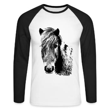 portait of a iceland horse - Unisex Long Sleeve Baseball T-Shirt - white/black - Front - Nik (191cm)