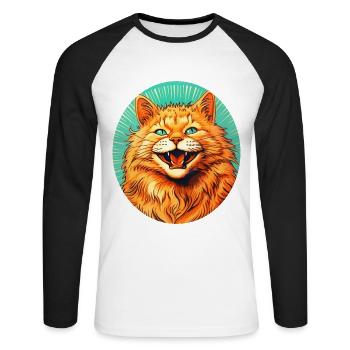 Funny kitty #cat - Unisex Long Sleeve Baseball T-Shirt - white/black - Front - Nik (191cm)