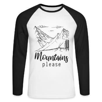 montagnes - T-shirt baseball manches longues Homme - blanc/noir - Devant - Nik (191cm)