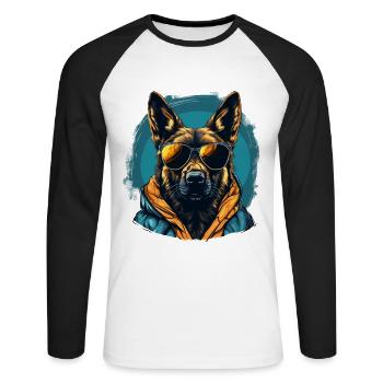 Urban Guardian: Sheepdog street vibes - T-shirt baseball manches longues Homme - blanc/noir - Devant - Nik (191cm)