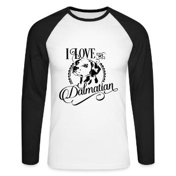 I love my dalmatian - Unisex Long Sleeve Baseball T-Shirt - white/black - Front - Nik (191cm)
