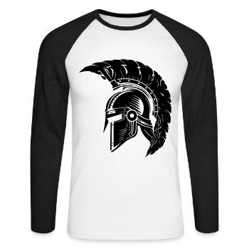 Spartaner Helm Gladiator Sparta - Unisex Baseballshirt langarm - Weiß/Schwarz - Vorne - Nik (191cm)