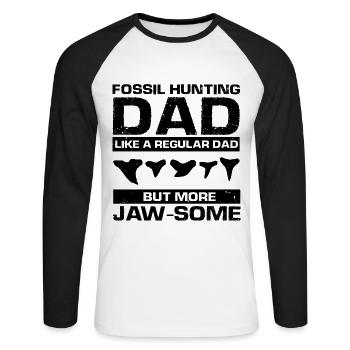 Paläontologe Designs Fossil Hunter Student - Unisex Baseballshirt langarm - Weiß/Schwarz - Vorne - Nik (191cm)