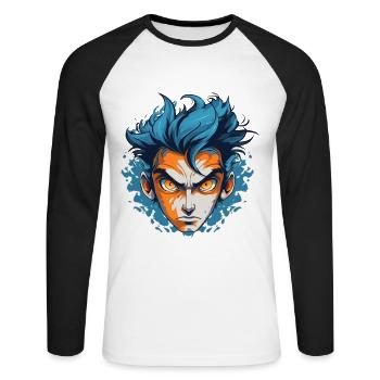Sapphire Fury: Entfessle deine innere Kraft - Unisex Baseballshirt langarm - Weiß/Schwarz - Vorne - Nik (191cm)