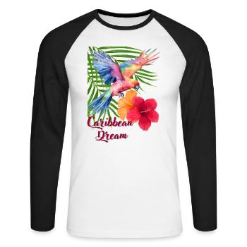 Carribean Dream - Unisex Long Sleeve Baseball T-Shirt - white/black - Front - Nik (191cm)
