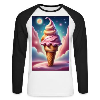 Strawberry cone - Unisex Long Sleeve Baseball T-Shirt - white/black - Front - Nik (191cm)