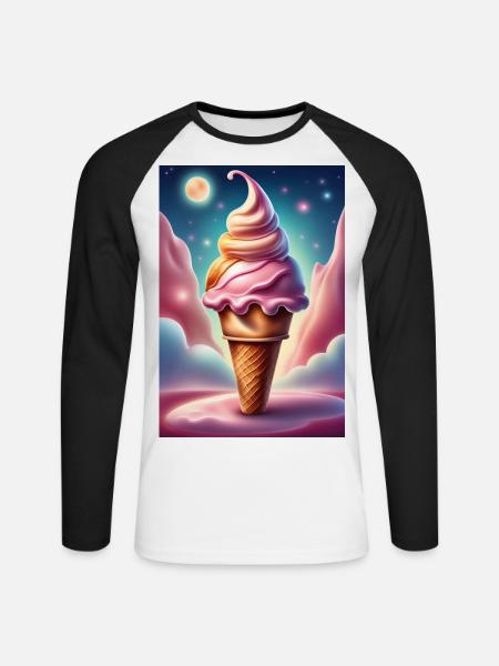 Strawberry cone - Unisex Long Sleeve Baseball T-Shirt - white/black