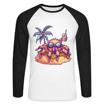 Tarantula Summer Beach Vacation - Unisex Long Sleeve Baseball T-Shirt - white/black - Front - Nik (191cm)