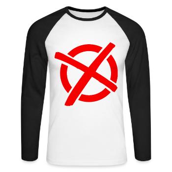 Symbol No. 5 (Wahl) - rot / red - Unisex Long Sleeve Baseball T-Shirt - white/black - Front - Nik (191cm)