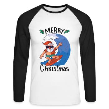 Noël en juillet - T-shirt baseball manches longues Homme - blanc/noir - Devant - Nik (191cm)