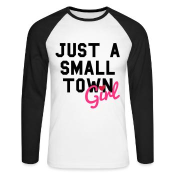 Just a small town girl (Herz als i-Punkt) - Unisex Baseballshirt langarm - Weiß/Schwarz - Vorne - Nik (191cm)