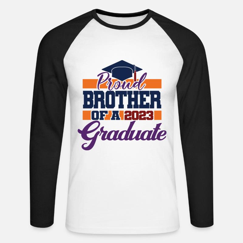 Stolzer Bruder eines Abschlussgeschenks 2023 - Unisex Baseballshirt langarm - Weiß/Schwarz