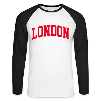 Londres - T-shirt baseball manches longues Homme - blanc/noir - Devant - Nik (191cm)