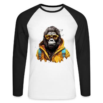King of the urban jungle. Gorilla in graffiti style. - Unisex Long Sleeve Baseball T-Shirt - white/black - Front - Nik (191cm)