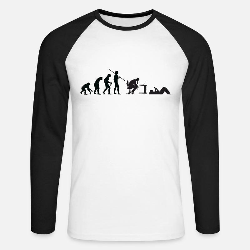 Evolution von Geeks - Unisex Baseballshirt langarm - Weiß/Schwarz