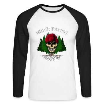 Style tobera forêt noire - T-shirt baseball manches longues Homme - blanc/noir - Devant - Nik (191cm)
