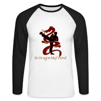 Be Dragon My Friend! (Red Shadow + Text Version) - Unisex Long Sleeve Baseball T-Shirt - white/black - Front - Nik (191cm)