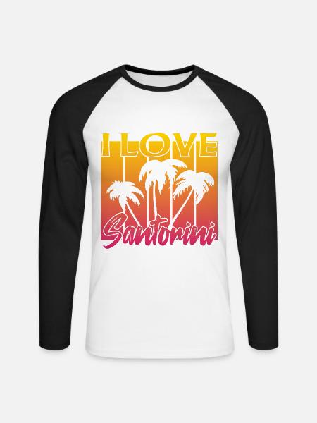 ich liebe santorini - Unisex Baseballshirt langarm - Weiß/Schwarz